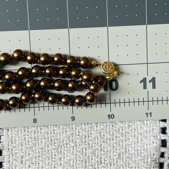 Vintage Opera Length  Knotted Rich Chocolate Brown Glass Pearl 40" Long Necklace - Picture 4 of 14